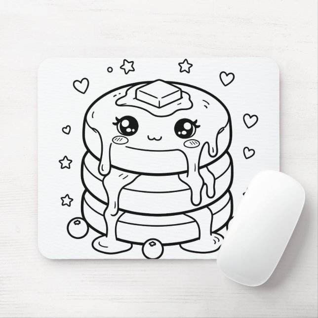 Kawaii pannkaksstack färgläggning musmatta (Med mus)