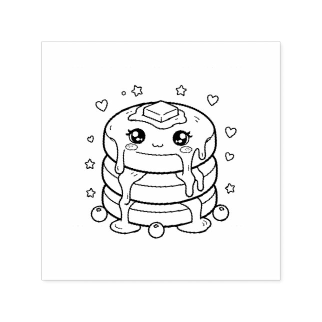Kawaii pannkaksstack färgläggning självfärgande stämpel (Design)
