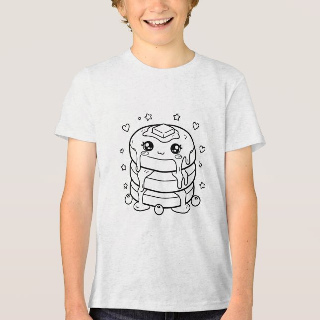 Kawaii pannkaksstack färgläggning t shirt (Framsida)