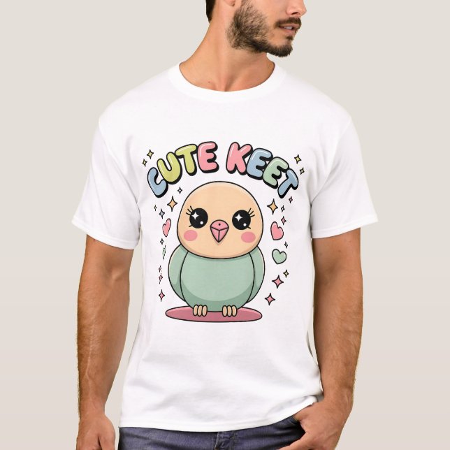 Kawaii Parakeet | Cute Keet Pastel Bird Illustrati T Shirt (Framsida)
