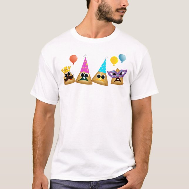 Kawaii Partying Hamentashen T Shirt (Framsida)