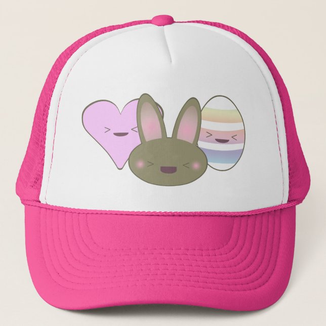 KAWAII PÅSK TRIO BUNNY CHOCOLATE EGG HEART LYCKLIG KEPS (Framsida)