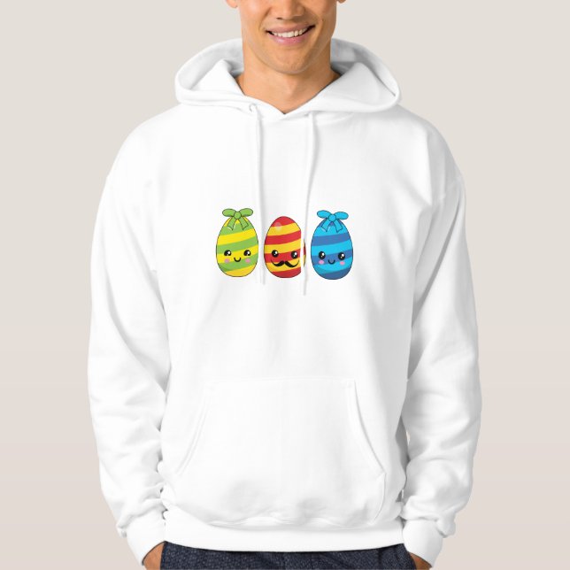 Kawaii-Påskäggen med Rosett band Hoodie (Framsida)
