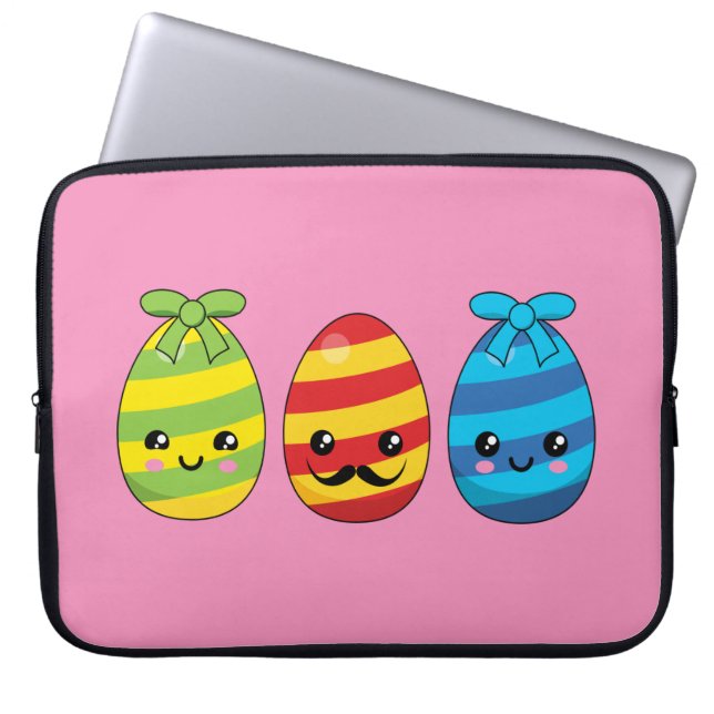 Kawaii-Påskäggen med Rosett band Laptop Fodral (Framsidan)