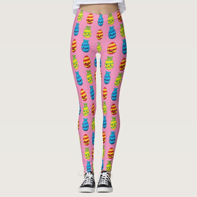 Kawaii-Påskäggen med Rosett band Leggings (Framsida)