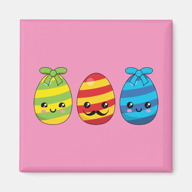 Kawaii-Påskäggen med Rosett band Magnet (Framsidan)