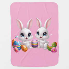Kawaii Påskhare - Cute Big Eyed Bunny Design Bebisfilt