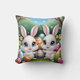 Kawaii Påskhare - Cute Big Eyed Bunny Design Kudde