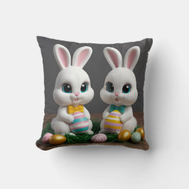 Kawaii Påskhare - Cute Big Eyed Bunny Design Kudde