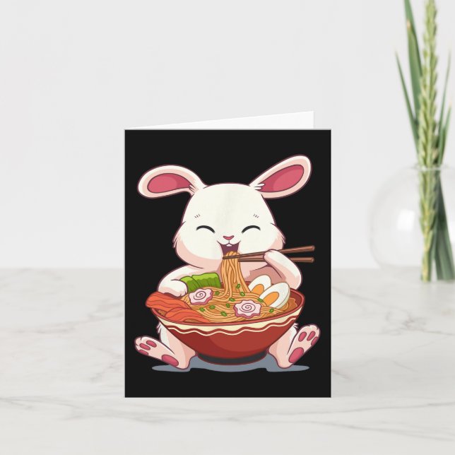 Kawaii Påskhare Ramen Noodles Japanska Påsk Kort (Framsida)