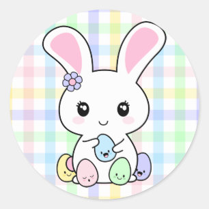 Kawaii påskhare runt klistermärke