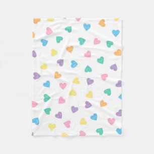 Kawaii Pastel Candy Hearts Fleecefilt