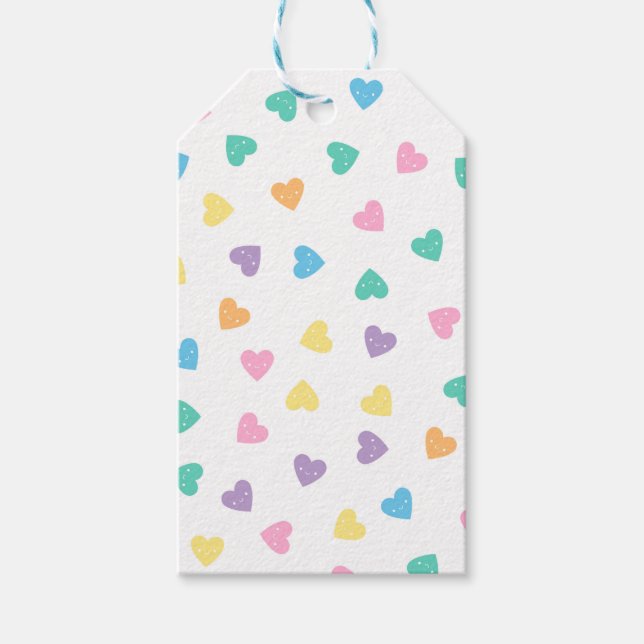 Kawaii Pastel Candy Hearts Presentetikett (Framsidan)