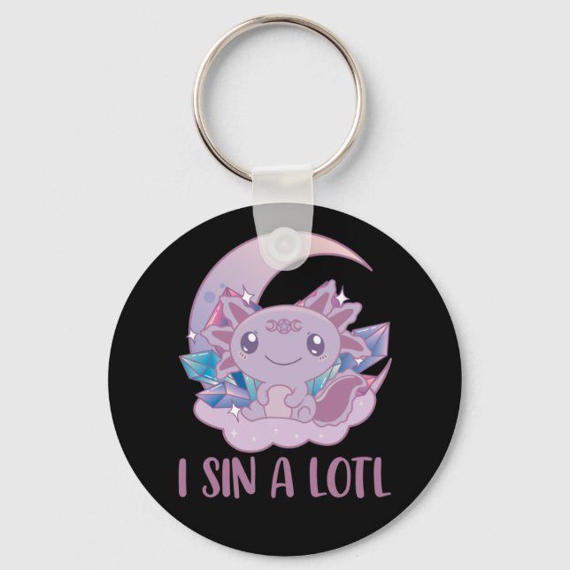 Kawaii Pastel Färg Gothic Cute Goth Axolotl Keyc Nyckelring (Framsida)