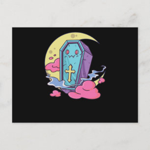 Kawaii Pastel Färg Gothic Cute Goth Coffin Vykort