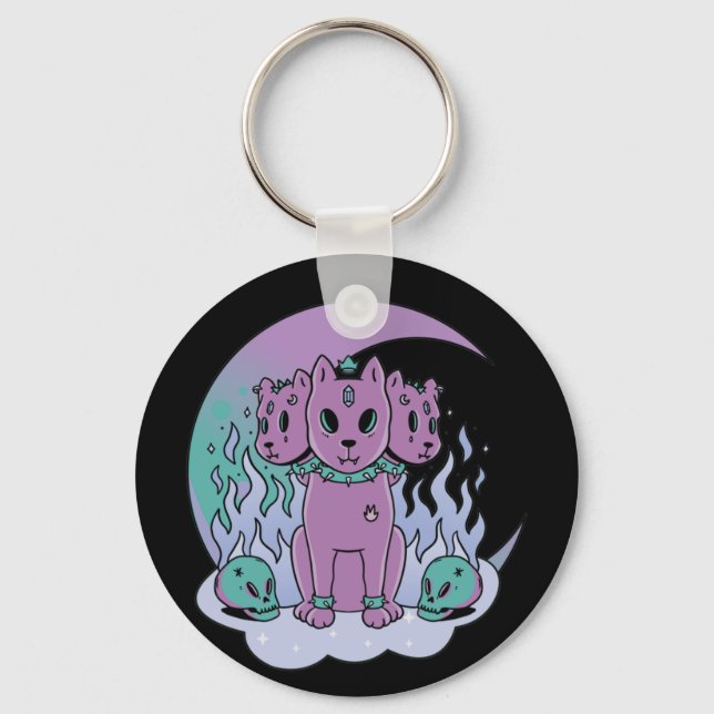 Kawaii Pastel Färg Gothic Cute Goth Hundar Keychai Nyckelring (Framsida)