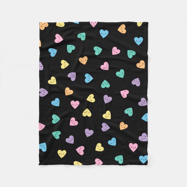 Kawaii Pastel Goth Candy Hearts Fleecefilt (Framsidan)