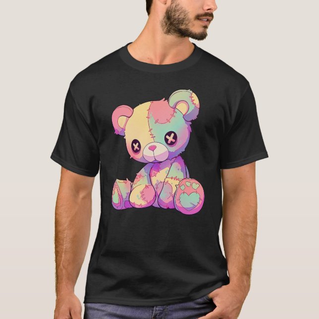 Kawaii Pastel Goth Creepy Cute Witchy Patchwork Te T Shirt (Framsida)