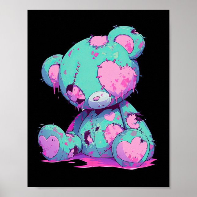 Kawaii Pastel Goth Creepy Cute Witchy Zombie Bear Poster (Framsidan)
