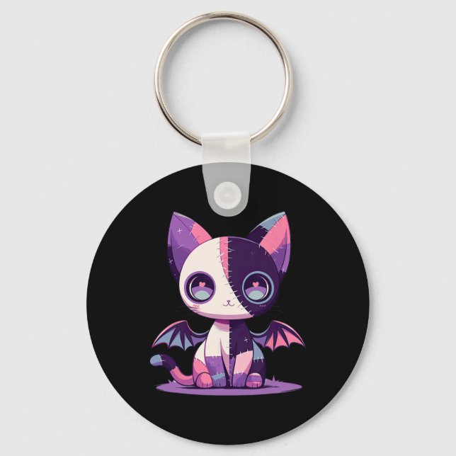 Kawaii Pastel Goth Creepy Cute Witchy Zombie Patch Nyckelring (Framsida)