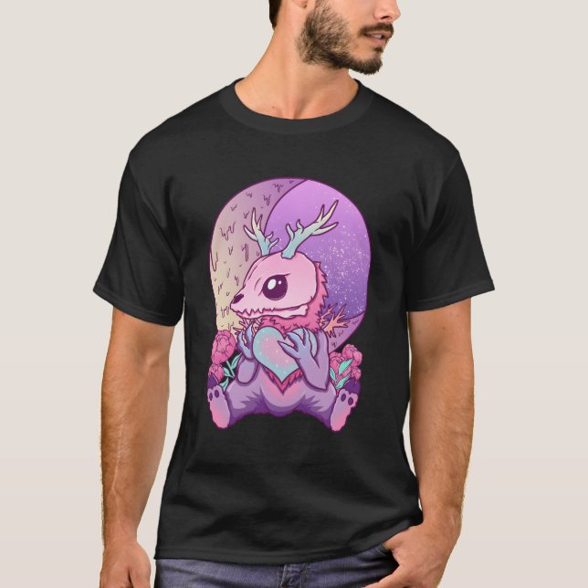 Kawaii Pastel Goth Creepy Skul He Cryptid Wendigo T Shirt (Framsida)