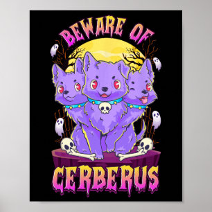 Kawaii Pastel Goth Cute Creepy 3-Headed Hund Rolig Poster