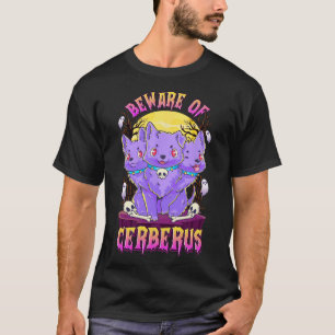 Kawaii Pastel Goth Cute Creepy 3-Headed Hund Rolig T Shirt