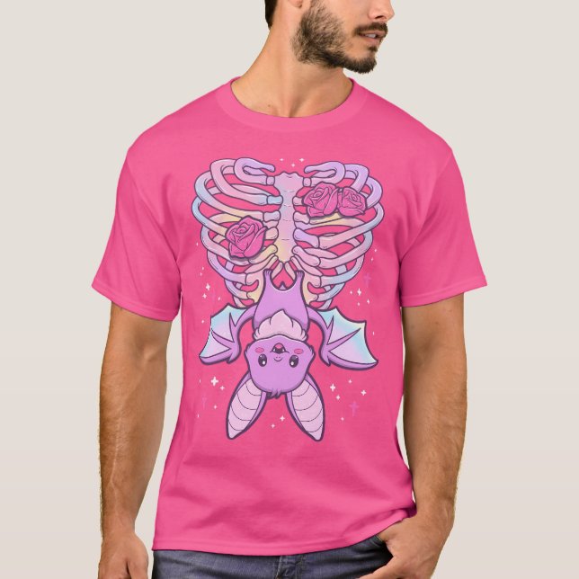 Kawaii Pastel Goth Cute Creepy Fladdermus T Shirt (Framsida)