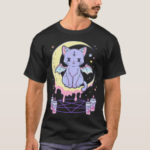 Kawaii Pastel Goth Cute Creepy Occult Cat T Shirt