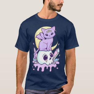 Kawaii Pastel Goth Cute Creepy Witchy Cat och T Shirt
