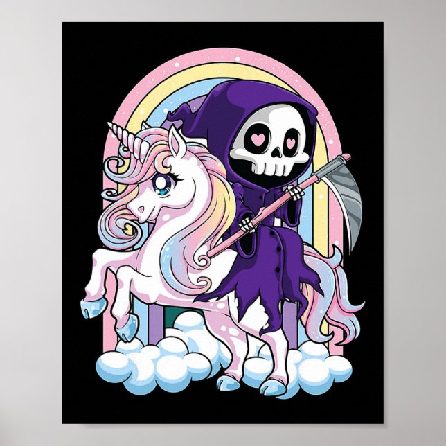 Kawaii Pastel Goth Cute Halloween Grim Reaper Ridi Poster (Framsidan)