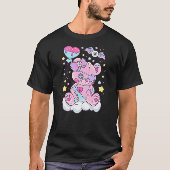 Kawaii Pastel Goth Cute Scary Bear T Shirt (Framsida)