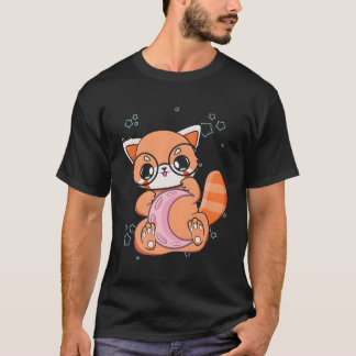 Kawaii Pastel Goth Red Panda Chibi Anime Måne T Shirt