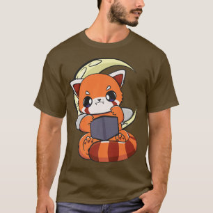 Kawaii Pastel Goth Red Panda Read Bok Älskare Anim T Shirt