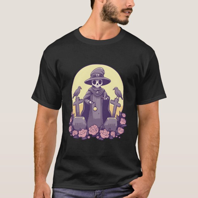 Kawaii Pastel Goth Witchy Death Grim Reaper T Shirt (Framsida)