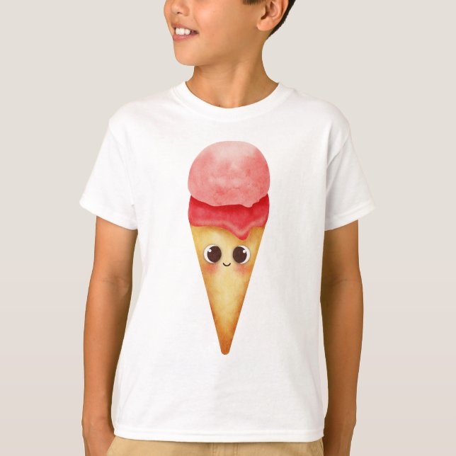 Kawaii Pastel Ice Cream Cone - Cute Dessert T Shirt (Framsida)