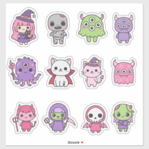 Kawaii Pastel Monster Mash Klistermärkespaket Klistermärken