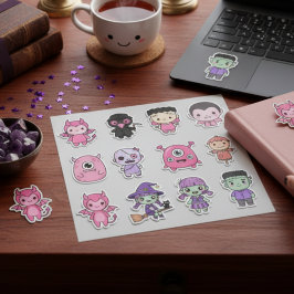 Kawaii Pastel Monster Squad Sticker Pack Klistermärken