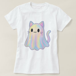 Kawaii Pastel Rainbow Cat Ghost | Spooky Aesthetic T Shirt