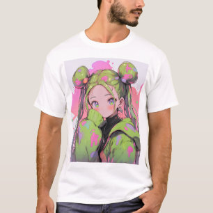 Kawaii Pastel Splatter Anime Girl T Shirt