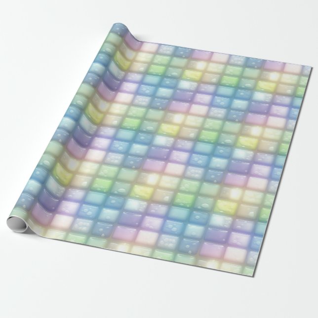 Kawaii Pastel Square Glass Tile Vatten Drip Mönste Presentpapper (Utrullad)