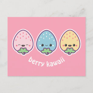 Kawaii Pastel Strawbär Vykort
