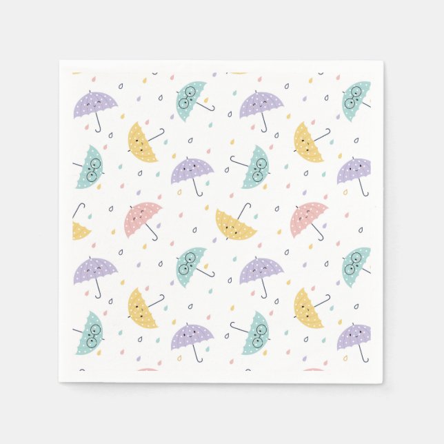 Kawaii Pastel Umbrella Mönster Napkins Pappersservett (Framsidan)