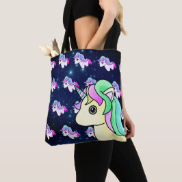 Kawaii Pastel Unicorn med Galaxy Blue Stars Tygkasse