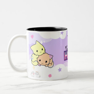 Kawaii Pastell Katt Gåva Tjejaktig Katt Gåva Två-Tonad Mugg