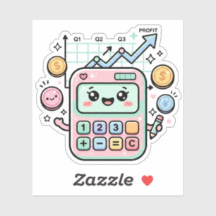 Kawaii Pastell Räknare Finans Student Klistermärke Klistermärken