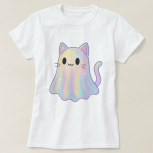 Kawaii Pastell Regnbåge Katt Spöke Kuslig Esteti T Shirt