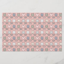 Kawaii Pastell Rosa Katt Ansikten Scrapbook Papper