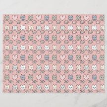 Kawaii Pastell Rosa Katt Ansikten Scrapbook Papper