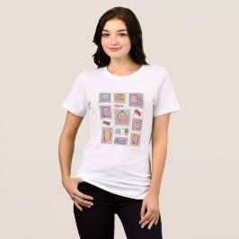 Kawaii Pastell Skolmaterial Stämpelsamling T Shirt